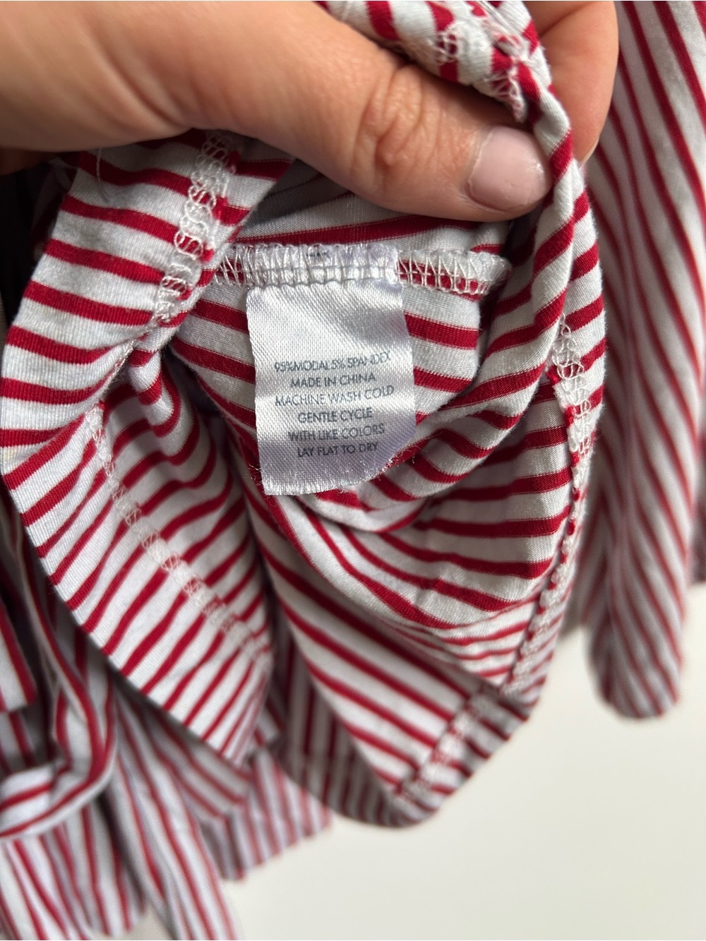LAKE Pajama Red and White Striped Wrap Kimono Top XL - Picture 7 of 10